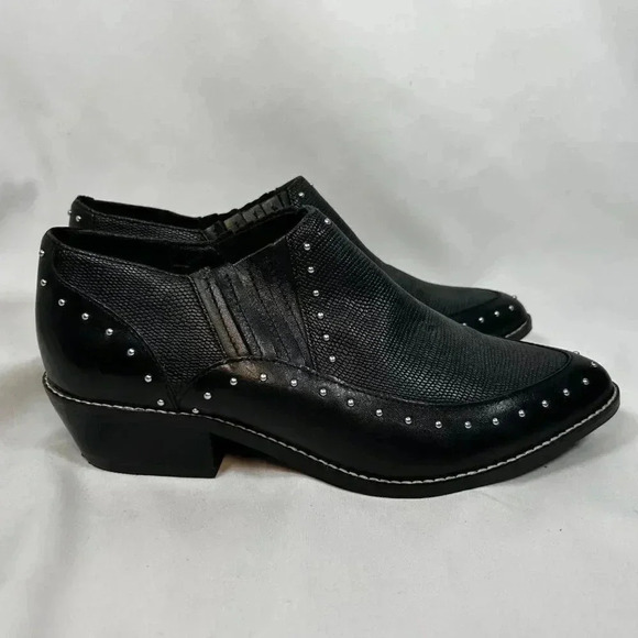 Crown Vintage Kavita Size 6.5M Boot Ankle Black Stud Embellished Western - Picture 4 of 8